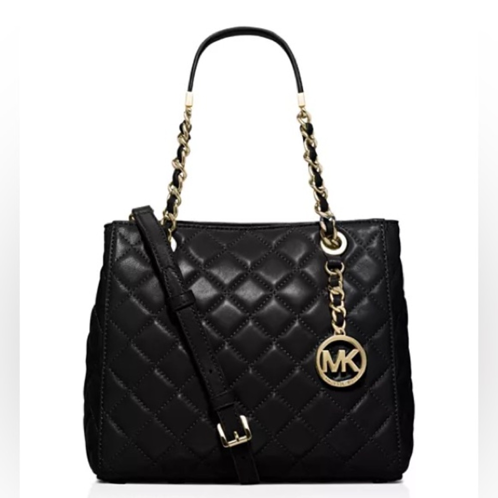 MICHAEL Kors black Quilted Leather Small Susannah Tote / Shoulder Bag